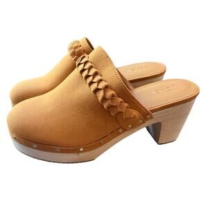 J.Crew Braided Tan Suede Clogs Size 8